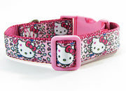 Hello Kitty dog collar handmade adjustable buckle 1" or 5/8" wide or leash Petcollarshandmade