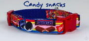 Candy dog collar handmade adjustable buckle collar 5/8" wide or leash fabric Petcollarshandmade