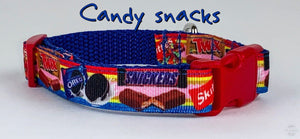 Candy dog collar handmade adjustable buckle collar 5/8" wide or leash fabric