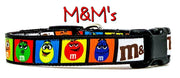 M&M's candy dog collar handmade adjustable buckle collar 5/8" wide or leash Petcollarshandmade