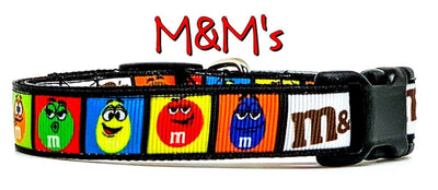 M&M's candy dog collar handmade adjustable buckle collar 5/8