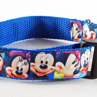 Mickey Mouse dog collar handmade adjustable buckle 1" or 5/8" wide leash Petcollarshandmade