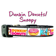 Dunkin Donuts Snoopy dog collar handmade adjustable buckle 5/8" wide or leash Petcollarshandmade