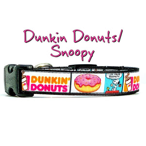 Dunkin Donuts Snoopy dog collar handmade adjustable buckle 5/8" wide or leash