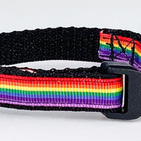 Rainbow Pride cat or small dog collar 1/2"wide adjustable handmade bell or leash Petcollarshandmade