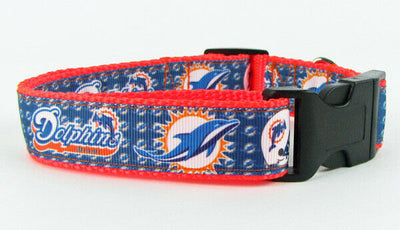 Dolphins dog collar handmade adjustable buckle collar football 1
