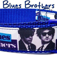 Blues Brothers dog collar handmade adjustable buckle 1" or 5/8" wide or leash
