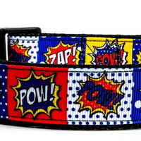 Super Hero dog collar handmade adjustable buckle collar 1" wide or leash $12 - Furrypetbeds