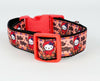 Halloween Hello Kitty dog collar handmade adjustable buckle collar 1" wide or leash - Furrypetbeds