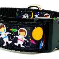 Space dog collar handmade adjustable buckle collar 1"wide or leash fabric $12 - Furrypetbeds