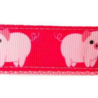 Piggies dog collar handmade adjustable buckle collar 1" wide leash fabric $12 - Furrypetbeds