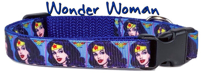Wonder Woman dog collar handmade adjustable buckle collar 5/8