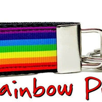 Rainbow Pride Key Fob Wristlet Keychain 1"wide Zipper pull Camera strap handmade - Furrypetbeds