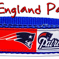 Patriots dog collar handmade adjustable buckle collar football 1" wide or leash Petcollarshandmade