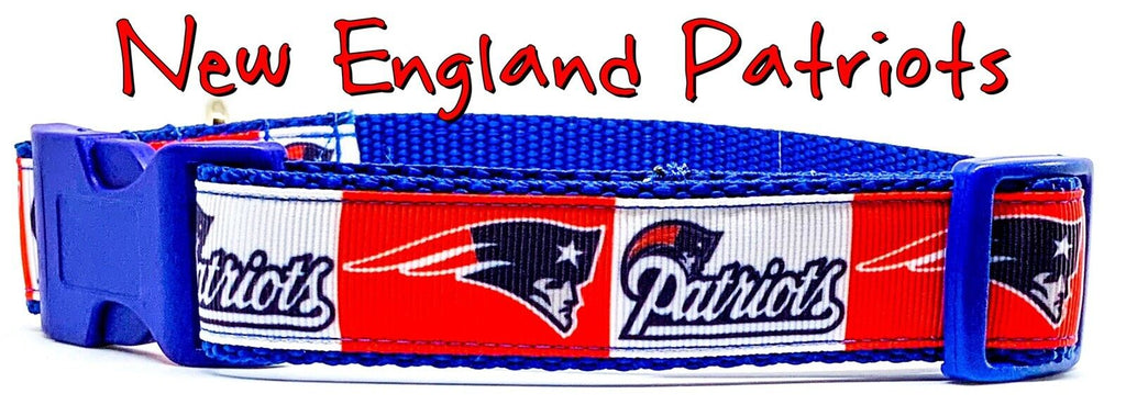 Patriots dog collar handmade adjustable buckle collar football 1" wide or leash Petcollarshandmade