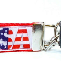 USA Key Fob Wristlet Keychain 1"wide Zipper pull Camera strap handmade