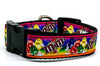 M & M's candy dog collar handmade adjustable buckle  1" or 5/8" wide or leash Petcollarshandmade