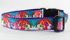 Care Bears dog collar handmade adjustable buckle collar 1" wide or leash fabric Petcollarshandmade