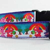 Care Bears dog collar handmade adjustable buckle collar 1" wide or leash fabric Petcollarshandmade