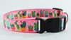 Cactus girl dog collar handmade adjustable buckle collar 1" or 5/8"wide or leash