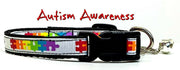 Autism Awareness cat or small dog collar 1/2"wide adjustable handmade Or leashes - Furrypetbeds