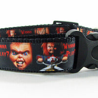 Chucky dog collar handmade adjustable buckle 1" wide or leash