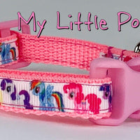 My Little Pony cat & small dog collar 1/2"wide adjustable handmade bell or leash Petcollarshandmade