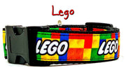 Lego dog collar handmade adjustable buckle collar 1" wide or leash Lego blocks Petcollarshandmade