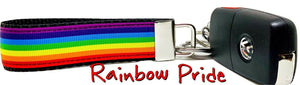 Rainbow Pride Key Fob Wristlet Keychain 1"wide Zipper pull Camera strap handmade - Furrypetbeds