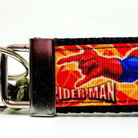 Spiderman Paint Key Fob Wristlet Keychain 1 1/4"wide Zipper pull Camera strap Petcollarshandmade