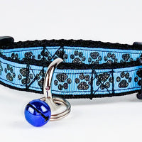 Sparkle Paw Print Cat or small dog collar 1/2"wide adjustable handmade or leash Petcollarshandmade