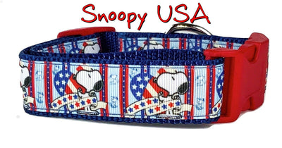 Snoopy U.S.A. dog collar handmade adjustable buckle collar 1