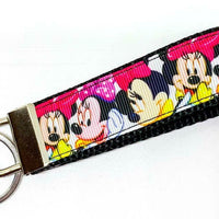 Minnie Mouse Key Fob Wristlet Keychain 1"wide Zipper pull Camera strap handmade - Furrypetbeds