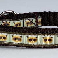 Grumpy Cat  cat or small dog collar 1/2" wide adjustable handmade bell or leash Petcollarshandmade