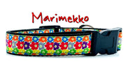 Marimekko Flowers dog collar handmade adjustable buckle collar 1" wide or leash Petcollarshandmade