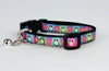 Owls cat or small dog collar 1/2" wide adjustable buckle handmade bell or leash - Furrypetbeds