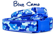 Blue Camo dog collar handmade adjustable buckle 1"or 5/8" wide or leash hunting Petcollarshandmade