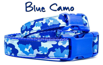 Blue Camo dog collar handmade adjustable buckle 1