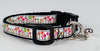 Flowers cat or small dog collar 1/2" wide adjustable handmade bell or leashes