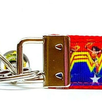 Wonder Woman Key Fob Wristlet Keychain 1"wide Zipper pull Camera strap handmade