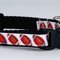 Football cat or small dog collar 1/2" wide adjustable handmade bell leash - Furrypetbeds