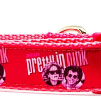 Pretty In Pink dog collar Handmade adjustable buckle 1" wide or leash Movie - Furrypetbeds