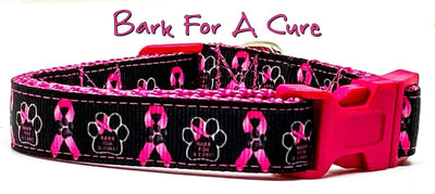 Bark For A Cure dog collar handmade adjustable buckle collar 5/8