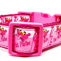 Pink Panther dog collar handmade adjustable buckle collar 1" wide or leash Petcollarshandmade