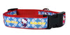 Hello Kitty dog collar, handmade, adjustable, buckle collar, 1" wide or leash