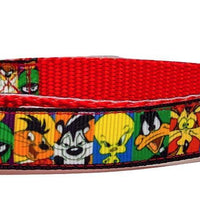 Loony Toons Dog collar handmade adjustable buckle collar 5/8" wide or leash