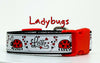 Ladybug dog collar handmade adjustable buckle 1" wide or leash Love Petcollarshandmade