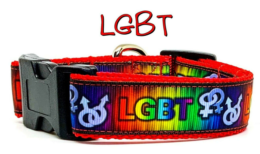LGBT dog collar Handmade adjustable buckle collar 1" wide or leash - Furrypetbeds