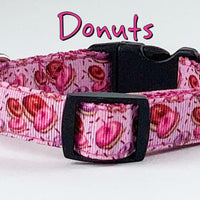 Donuts Dog collar handmade adjustable buckle 5/8"wide or leash small dog