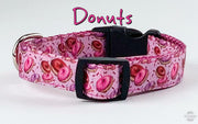 Donuts Dog collar handmade adjustable buckle 5/8"wide or leash small dog Petcollarshandmade